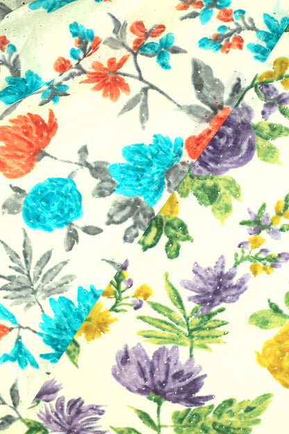 Pure Cotton Schiffli Printed Fabric