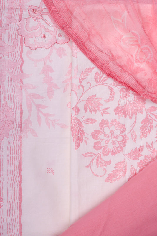 Blush Harmony Elegant Floral Print Unstitched Suit Set