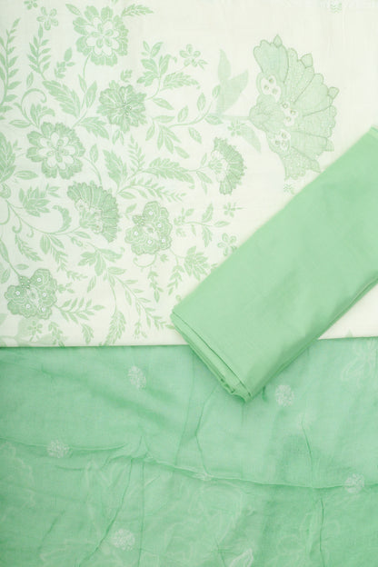 Mint Meadow Floral Print Unstitched Suit Set