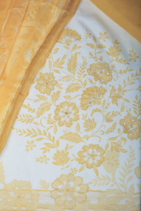 Blooming Yellow Embroidered Unstitched Suit Set