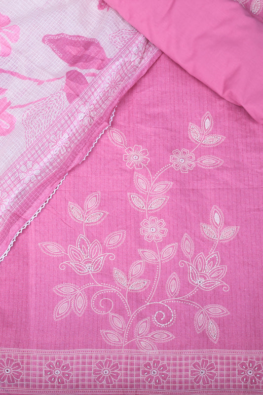 Rose Glow Cream Pure Cotton Unstitch Suit Set