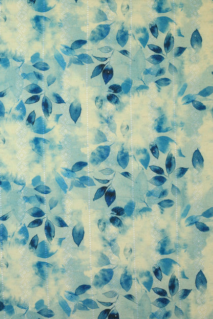 Handloom Digital Printed Embroidered Fabric