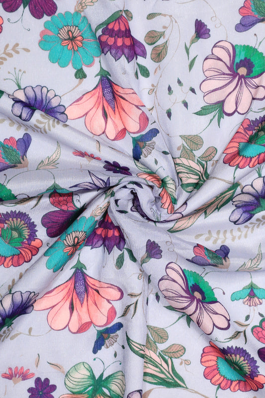 Chinon Silver Shimmer Digital Printed Fabric