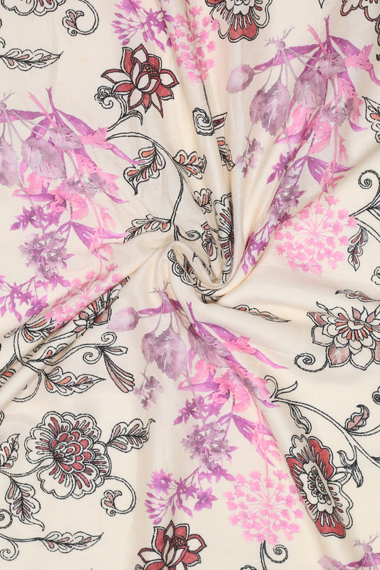 Linen Silk Printed Fabric (Width: 58")