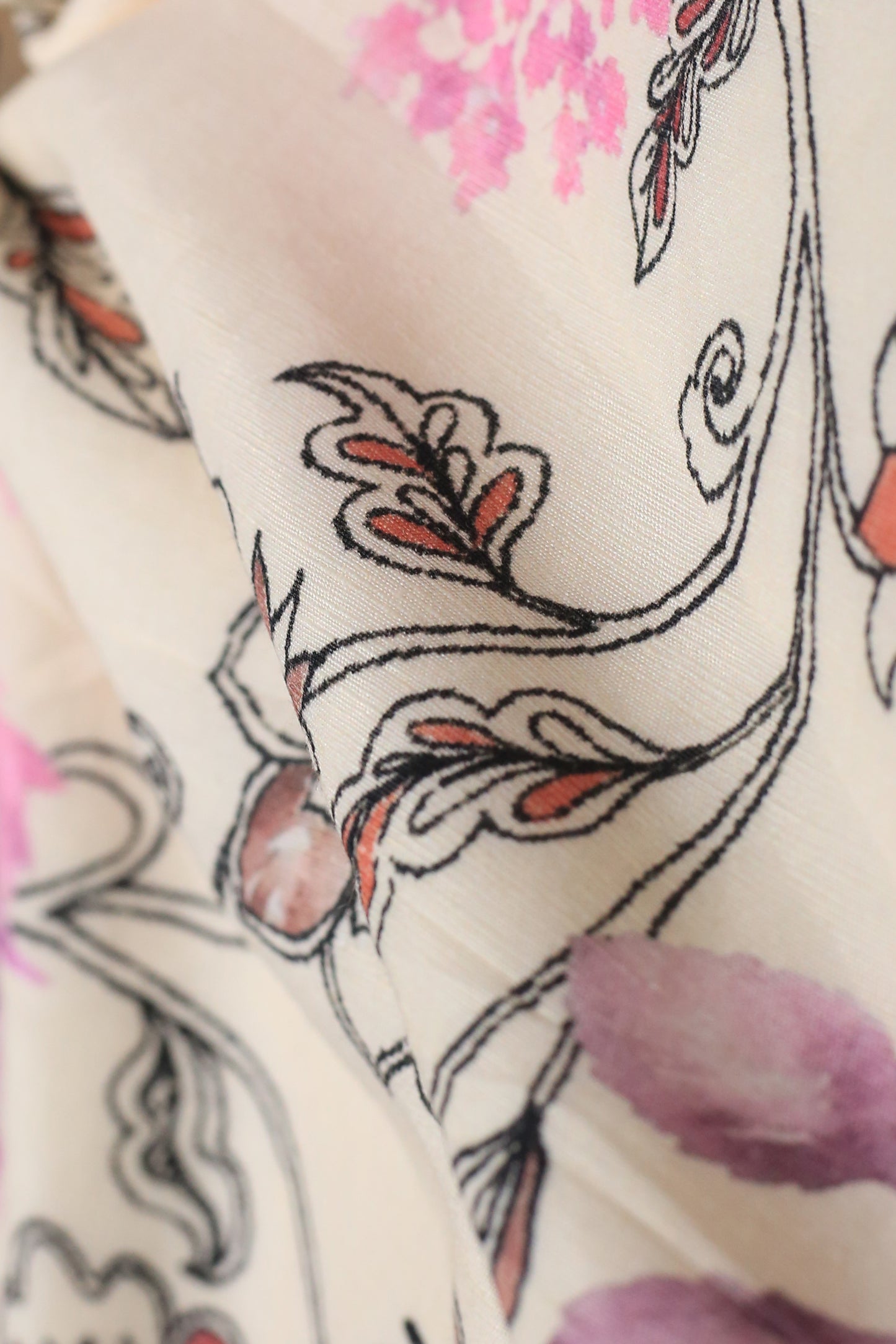 Linen Silk Printed Fabric (Width: 58")