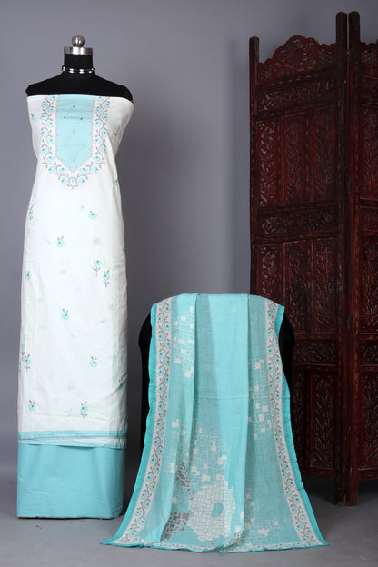 Aqua Grace Digital Printed Top With Matching Bottom & Dupatta Set.