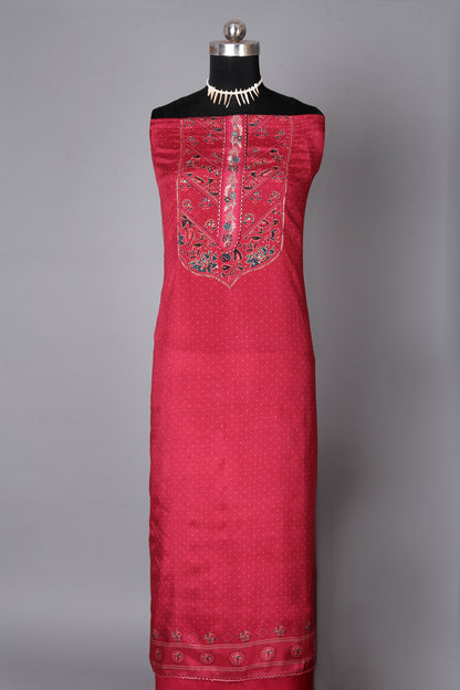 Red Butta Pure Muslin Unstitched Suit Set