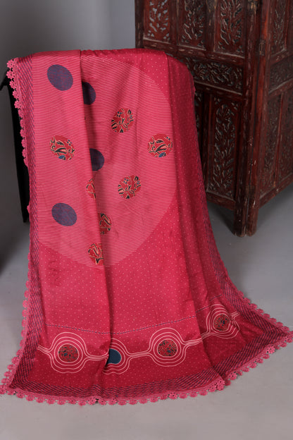 Red Butta Pure Muslin Unstitched Suit Set