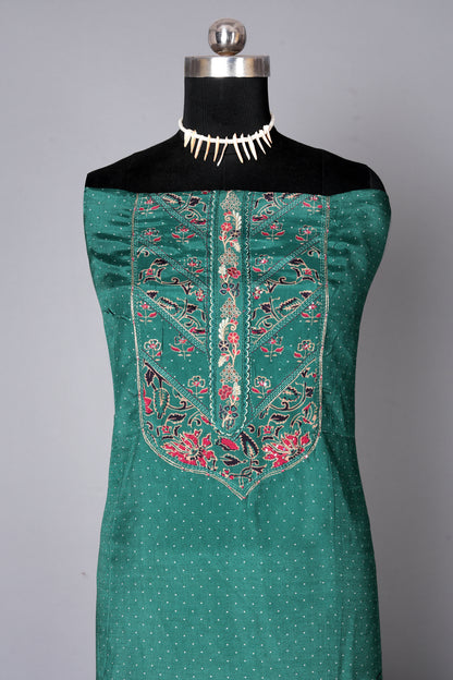 Green Butta Pure Muslin Unstitched Suit Set