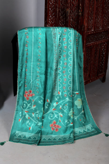 Timeless Teal Green Pure Muslin Unstitched Suit Set