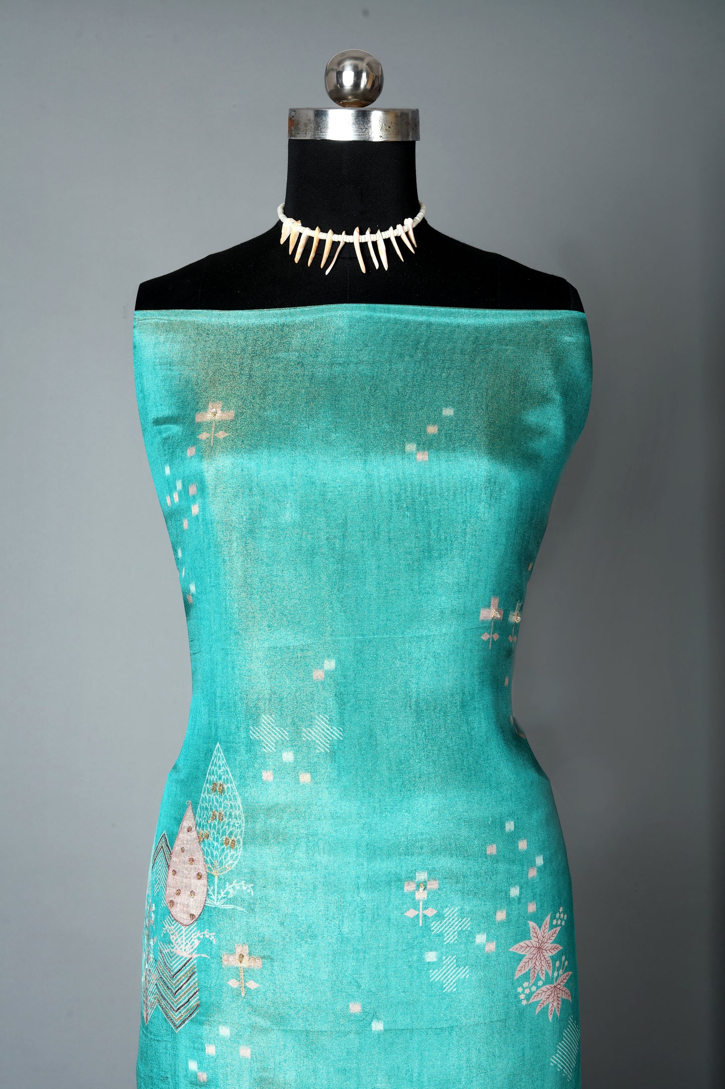 Sea Green Embroidered Pure Organza Shimmer Unstitched Suit Set
