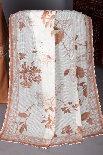 Brown Pure Cotton Unstitch Suit Set