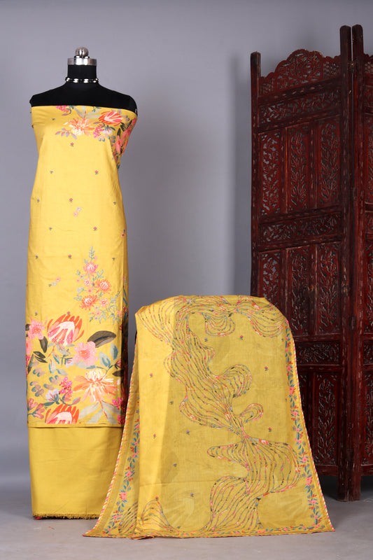 Sunshine Bloom Cotton Unstitched Suit Set