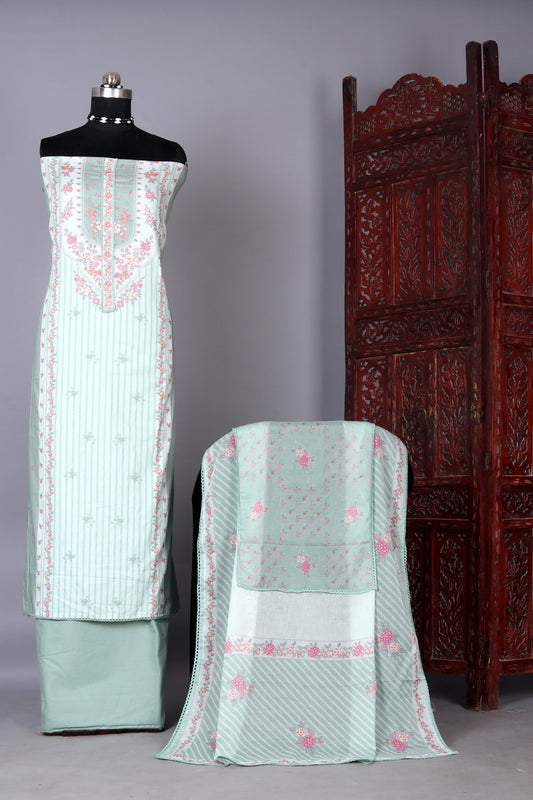 Light Green Breeze Floral Digital Printed Unstitched Suit Set