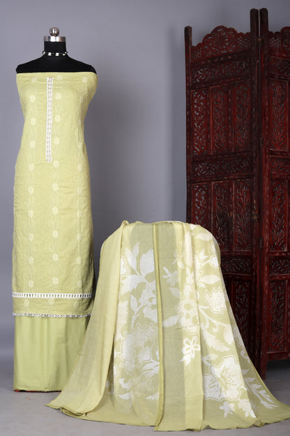 Lime Green Elegant Emboidered Suit Set