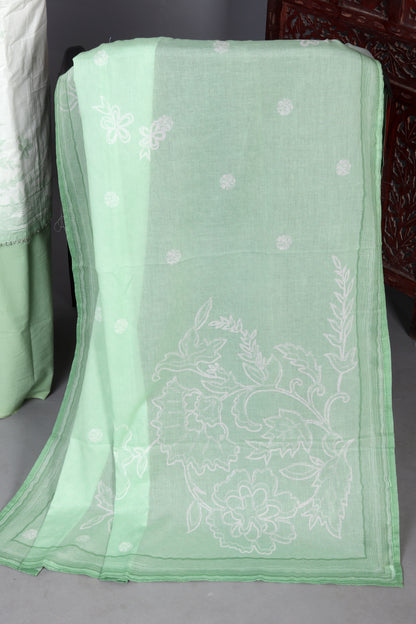 Mint Meadow Floral Print Unstitched Suit Set