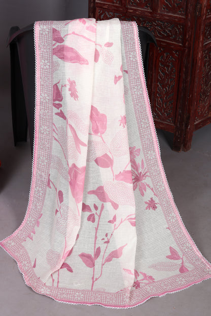 Rose Glow Cream Pure Cotton Unstitch Suit Set