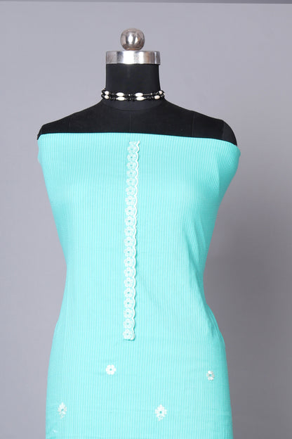 Fresh Fern Soft Green Ethnic Wear Embroidered Unstitched Suit Set