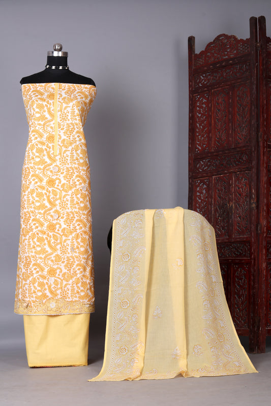 Haldi Yellow Treasure Designer Unstitched Suit Set