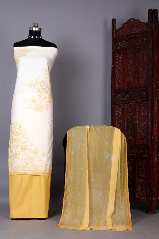 Blooming Yellow Embroidered Unstitched Suit Set