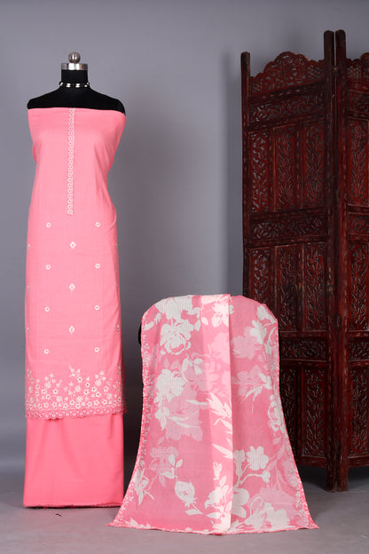 Fresh Fern Baby Pink Ethnic Wear Embroidered Unstitched Suit Set