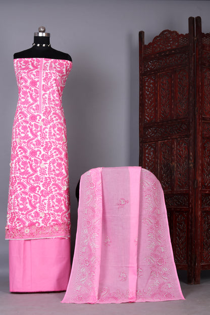 Hot Pink Treasure Designer Unstitched Suit Set