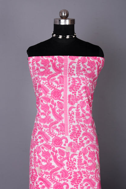 Hot Pink Treasure Designer Unstitched Suit Set