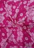 Dark Pink Floral Printed Pure Chinon Fabric