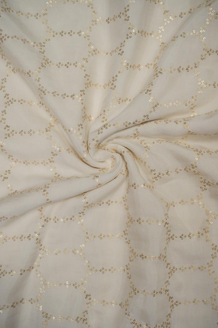 Muslin Embroidered Dyeable Fabric