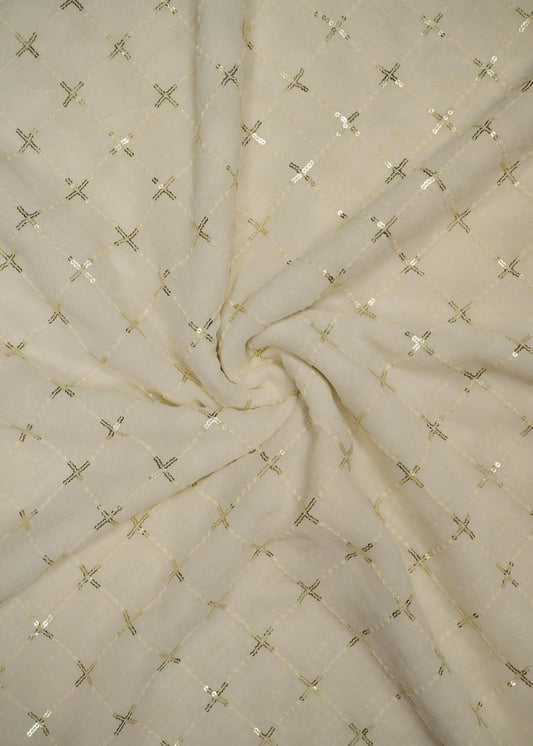 Georgette Embroidered Dyeable Fabric