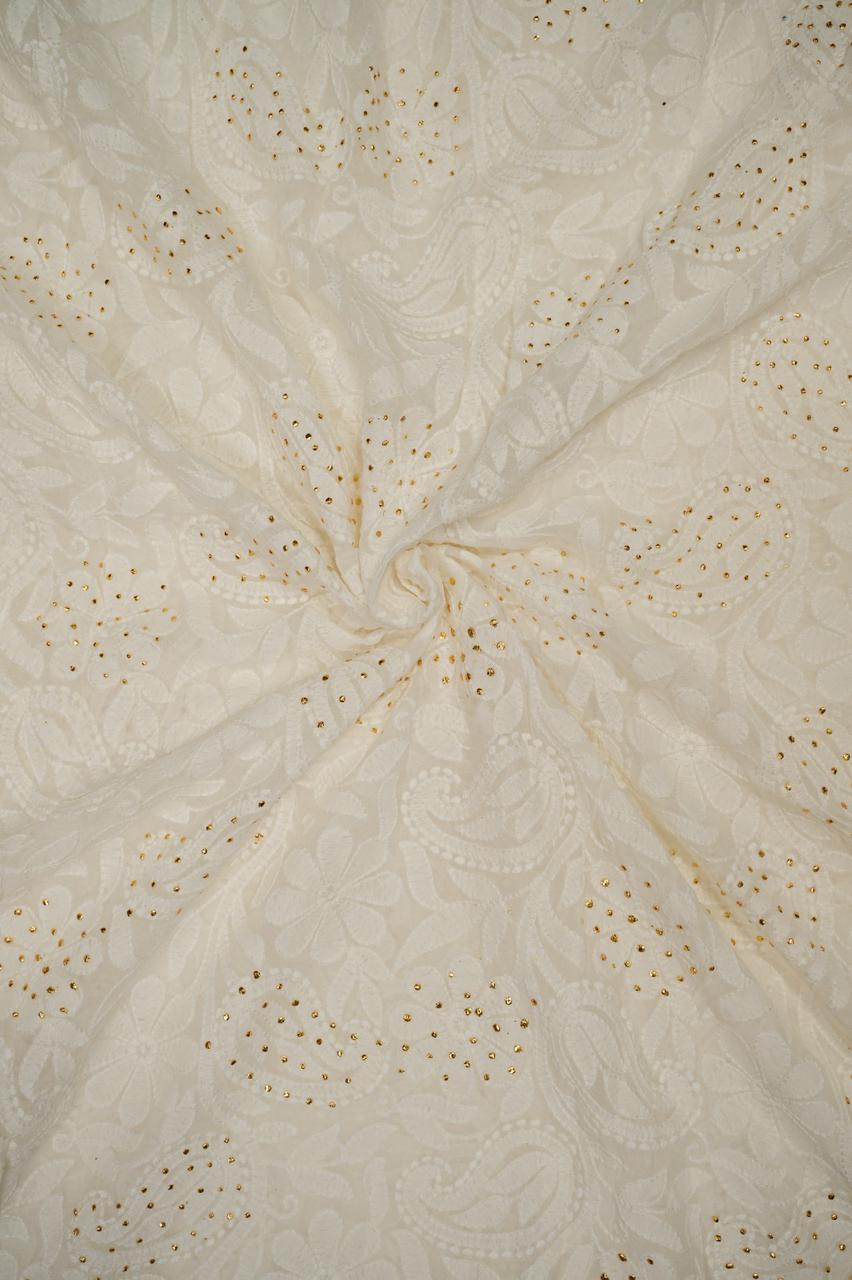 Georgette Embroidered Dyeable Fabric