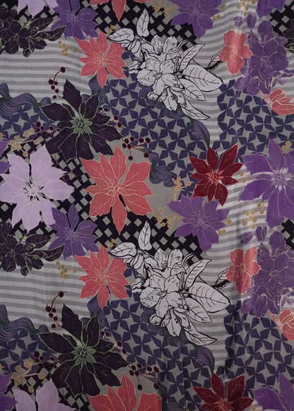 Multicolor Floral Pure Natural Crepe Printed Fabric (Width 58 Inches)