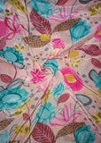 Cream & Multicolor Floral Pure Natural Crepe Printed Fabric