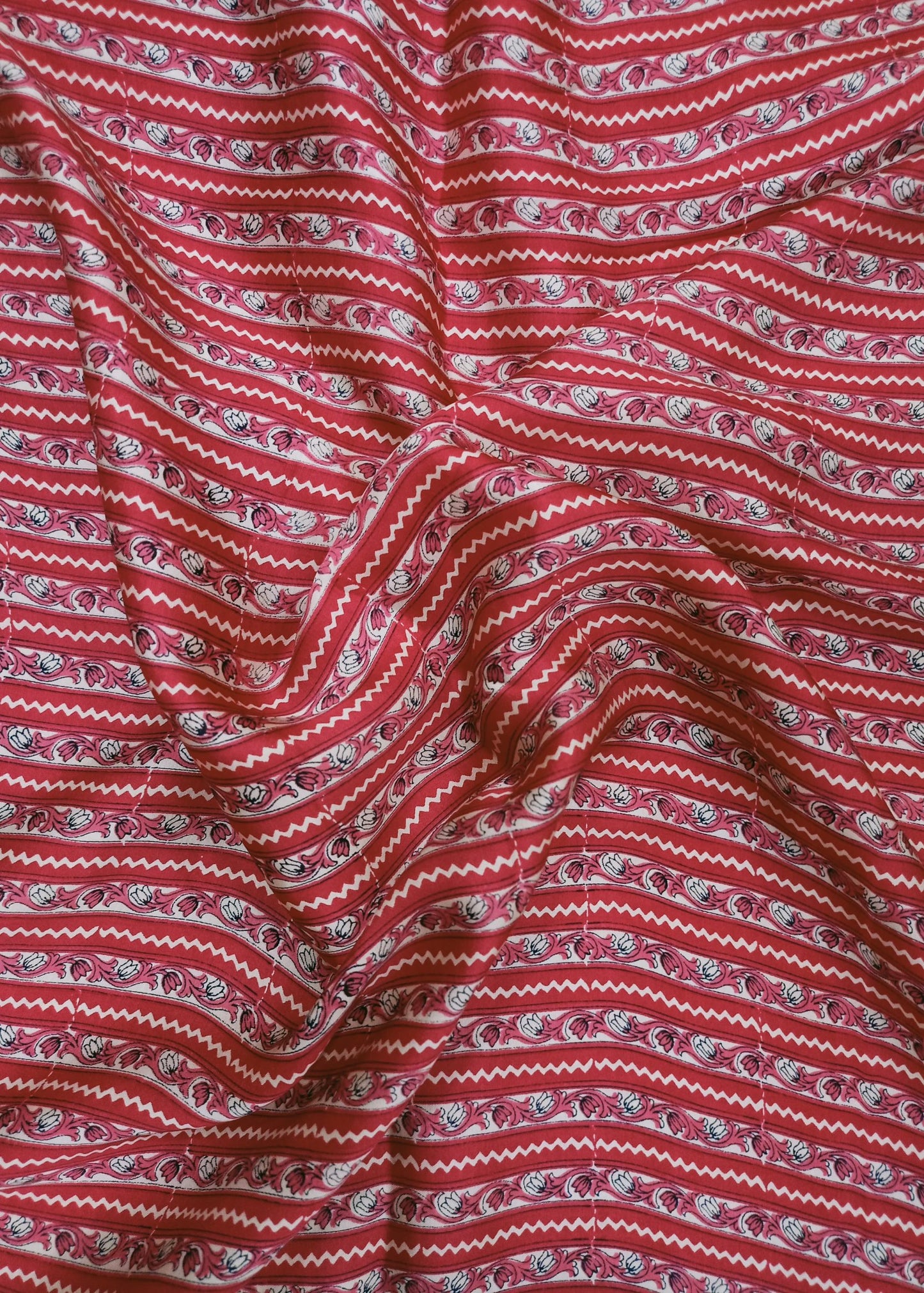 Blooming Red Leheriya Printed Pure Modal Satin Printed Fabric