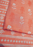 Light Orange Floral Printed Pure Cotton Matching Set (Top & Bottom 2.5 Meters)