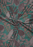 Grey & Green Floral Pure Cotton Printed Fabric