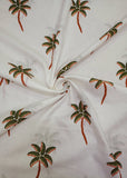 White &  Green Coconut Palm Pure Cotton Printed Fabric