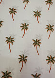 White &  Green Coconut Palm Pure Cotton Printed Fabric