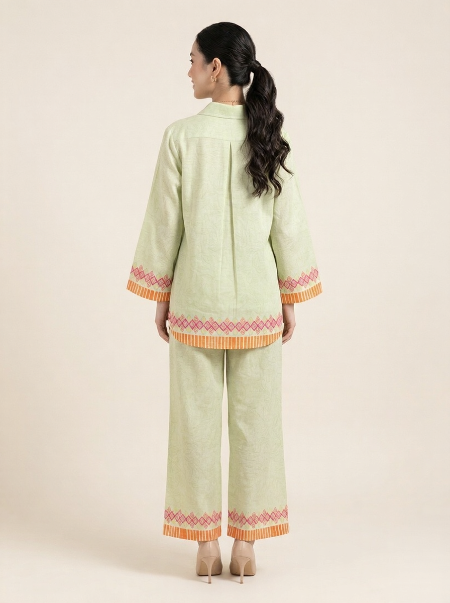 Lime Muse Printed Linen Cotton Co-Ord Set