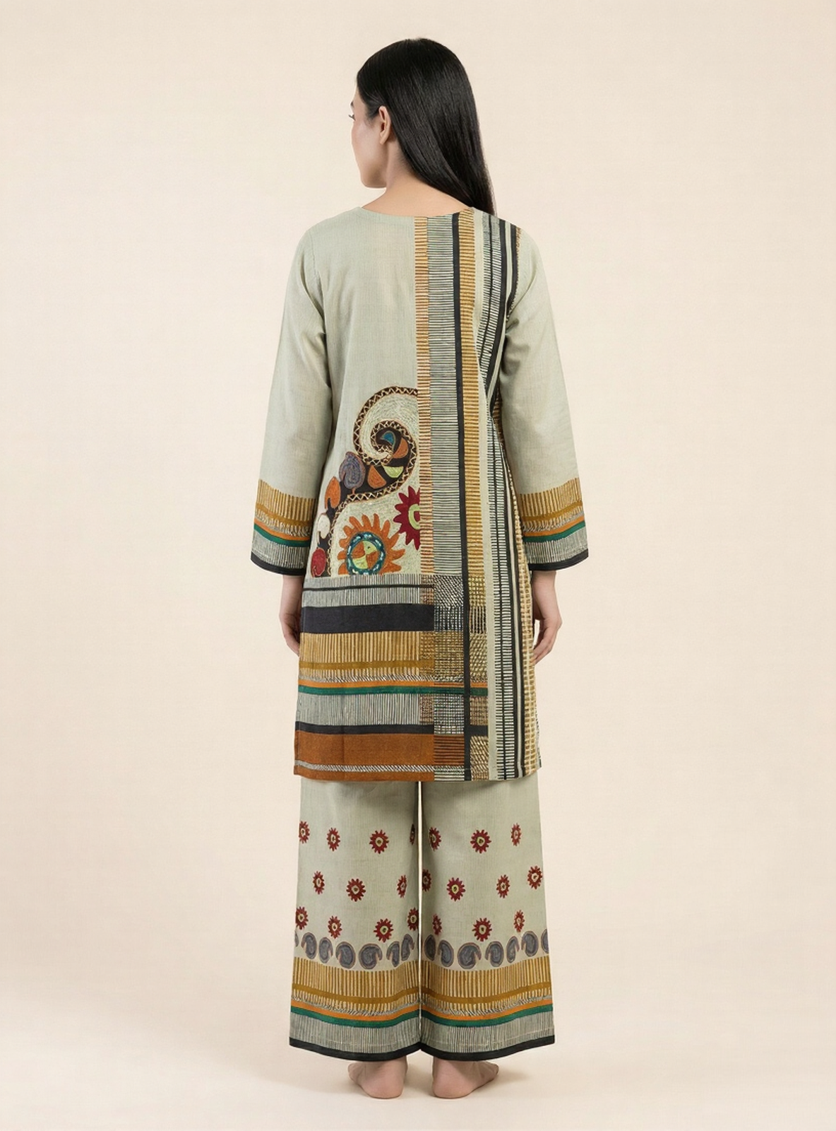 Olive Meadow Designer Muslin Co-Ord Set