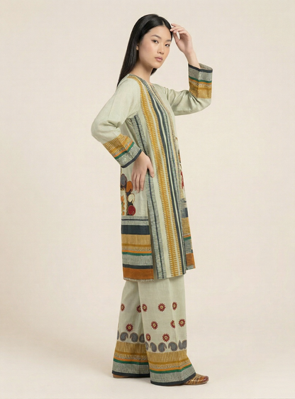 Olive Meadow Designer Muslin Co-Ord Set