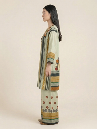 Olive Meadow Designer Muslin Co-Ord Set