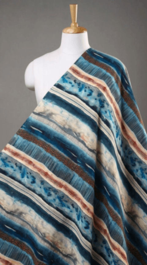 Linen Silk Printed Fabric