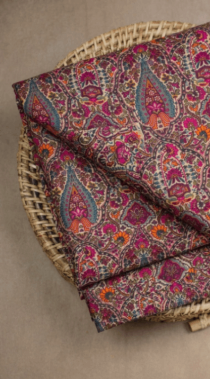 Linen Silk Printed Fabric