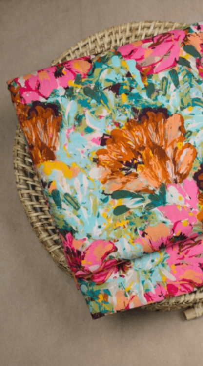 Linen Silk Printed Fabric