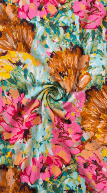 Linen Silk Printed Fabric