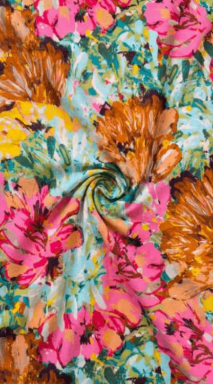 Linen Silk Printed Fabric