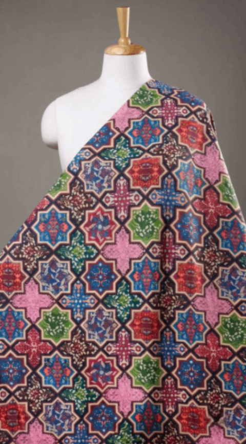 Linen Silk Printed Fabric