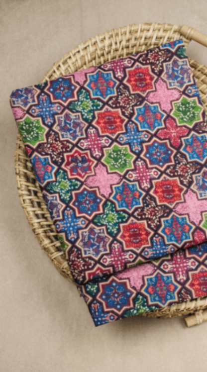 Linen Silk Printed Fabric