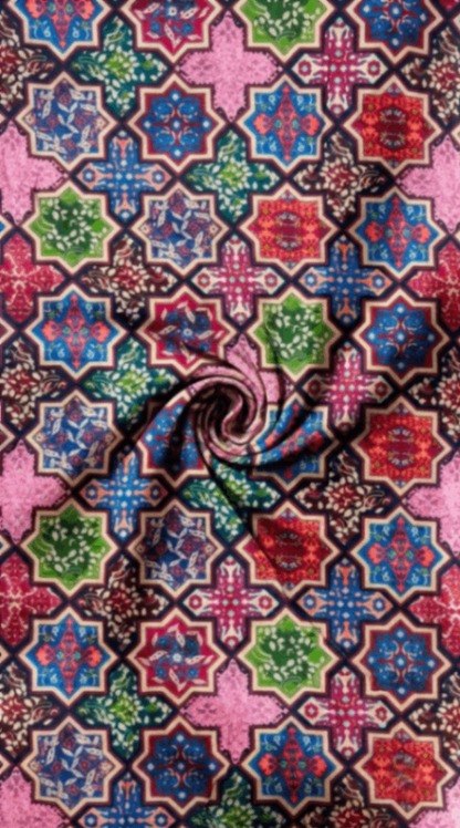 Linen Silk Printed Fabric